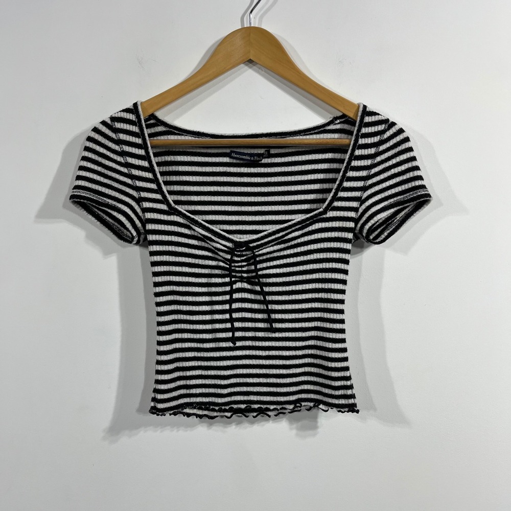 Abercrombie & Fitch Preppy Y2K Babydoll Striped Ribbed Pirate Boho Top Womens XS
